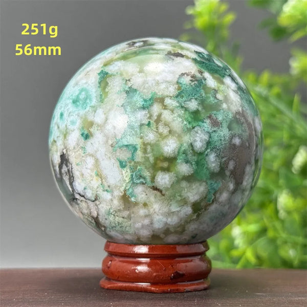 Green Cherry Blossom Agate Ball-ToShay.org