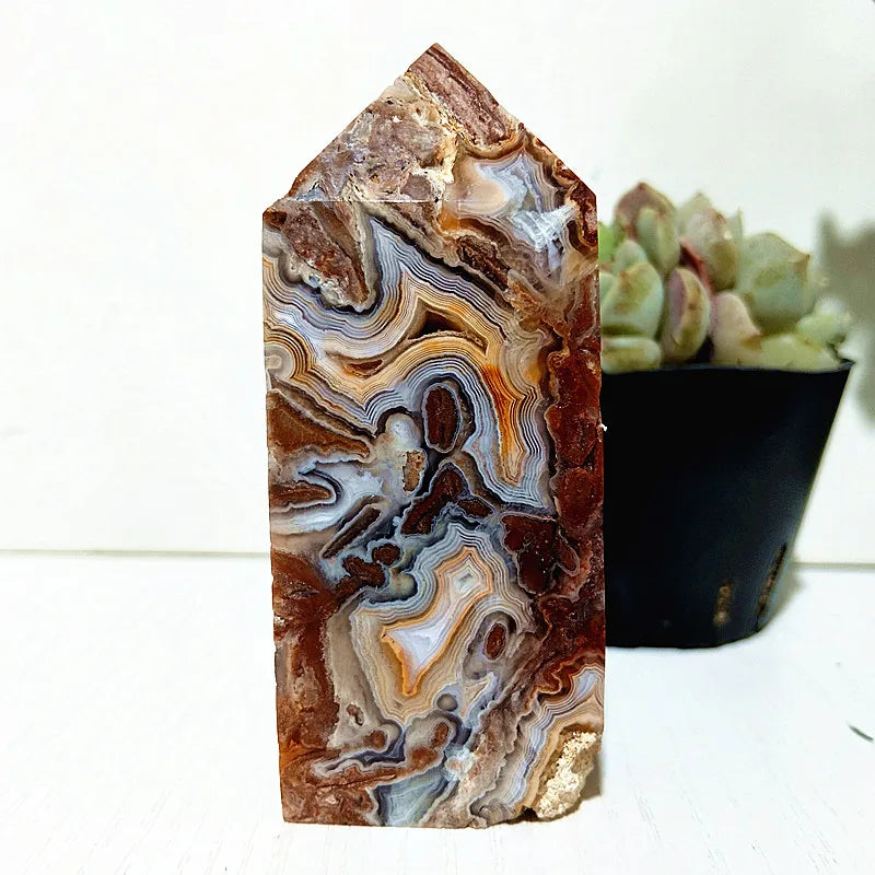 Red Lace Agate Crystal Tower-ToShay.org