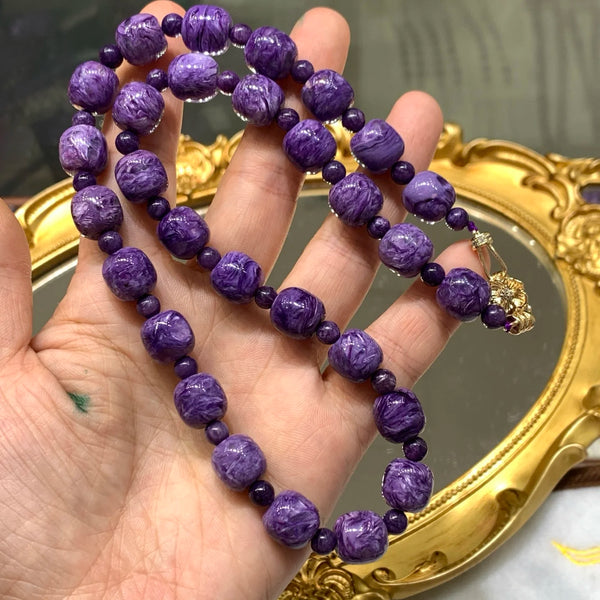 Purple Charoite Barrel Beads-ToShay.org