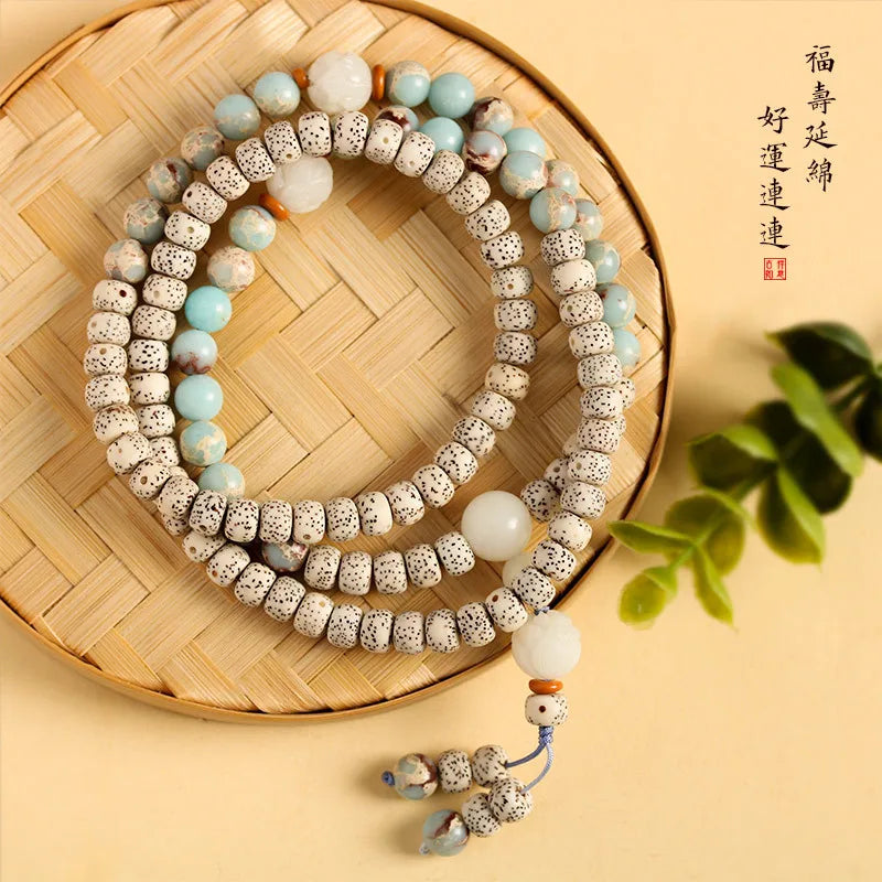 White Bodhi Shoushan Stone Beads-ToShay.org