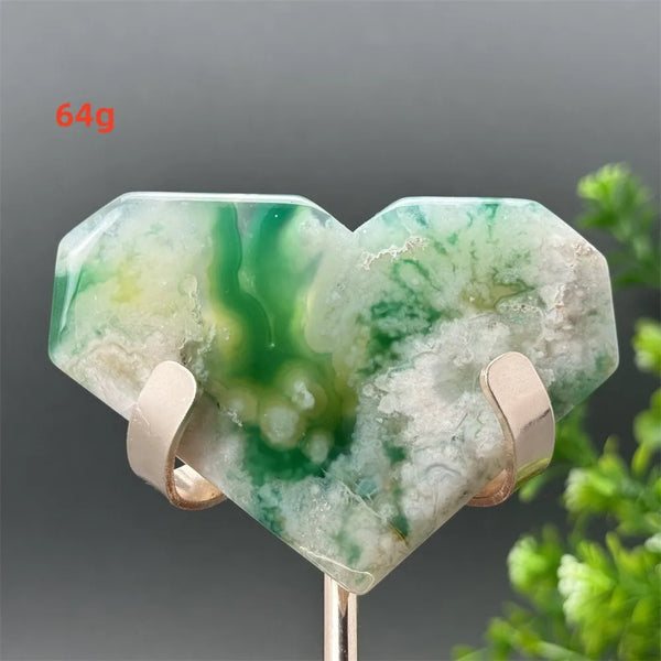 Green Cherry Blossom Agate Heart-ToShay.org