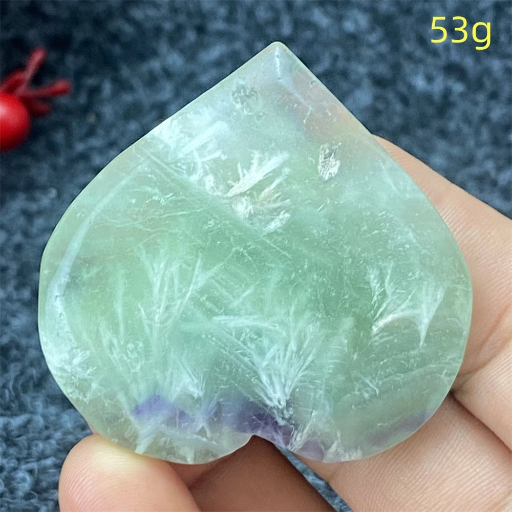 Green Feather Fluorite Heart-ToShay.org