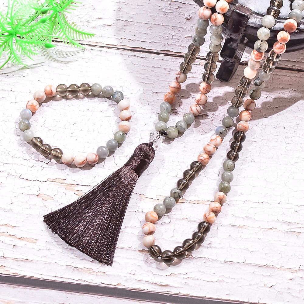 Grey Labradorite Mala Beads-ToShay.org