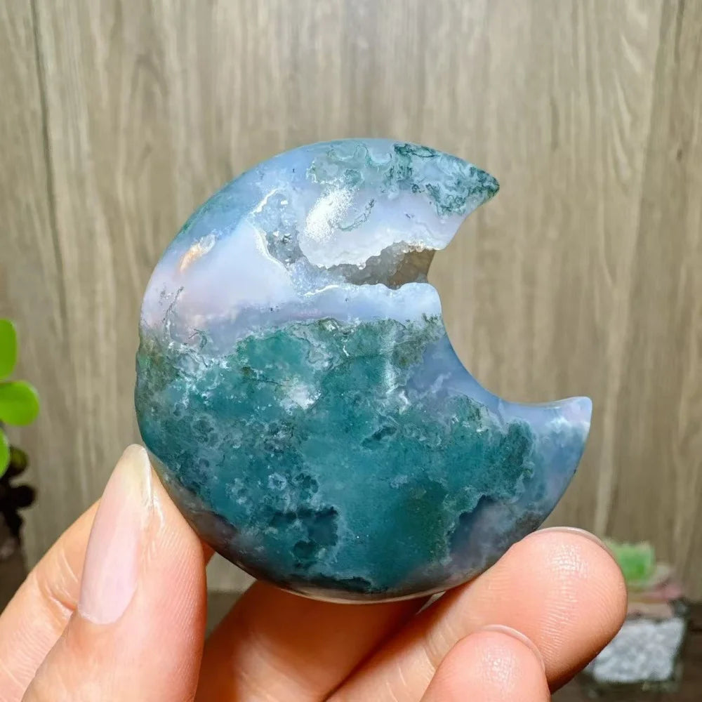 Green Moss Agate Moon-ToShay.org