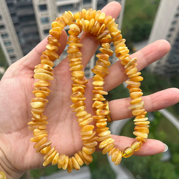 Yellow Amber Bead Necklace-ToShay.org