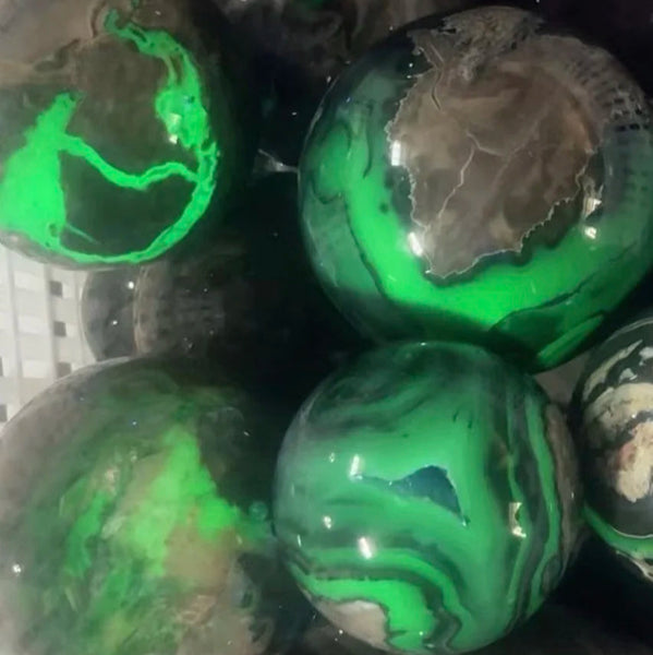 Green Volcano Agate Ball-ToShay.org