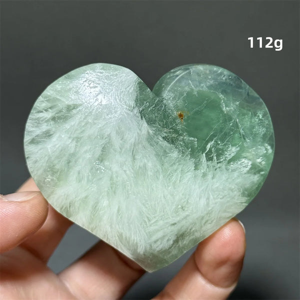 Green Feather Fluorite Heart-ToShay.org