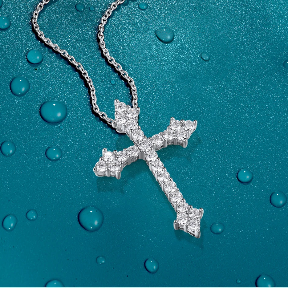 Silver Diamond Cross Pendant-ToShay.org