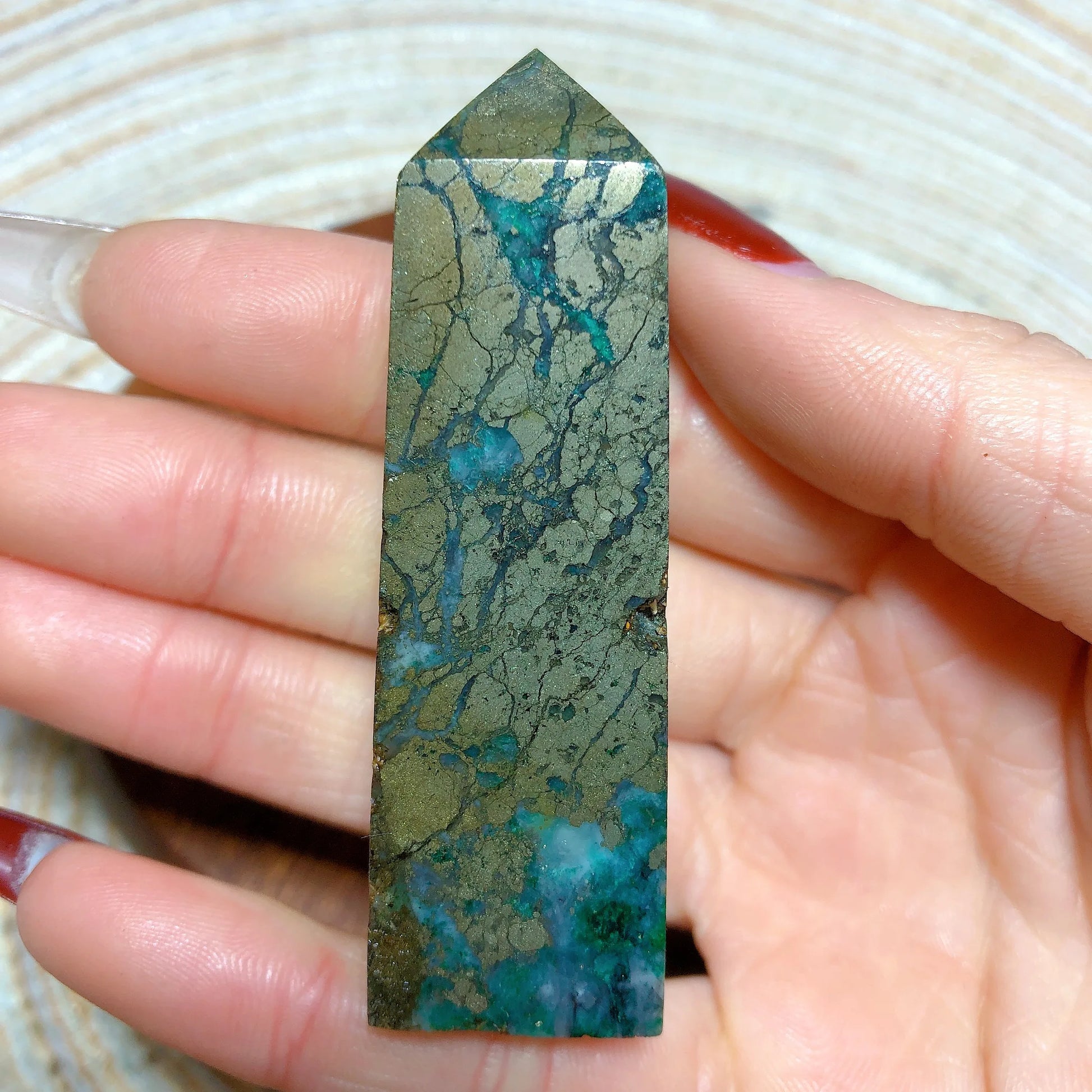 Blue Dioptase Pyrite Tower-ToShay.org