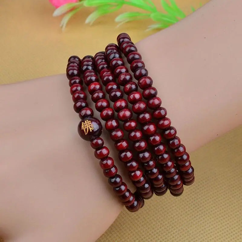 Red Wood Monk Buddha Beads-ToShay.org