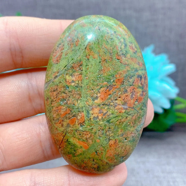 Green Unakite Palm Stone-ToShay.org