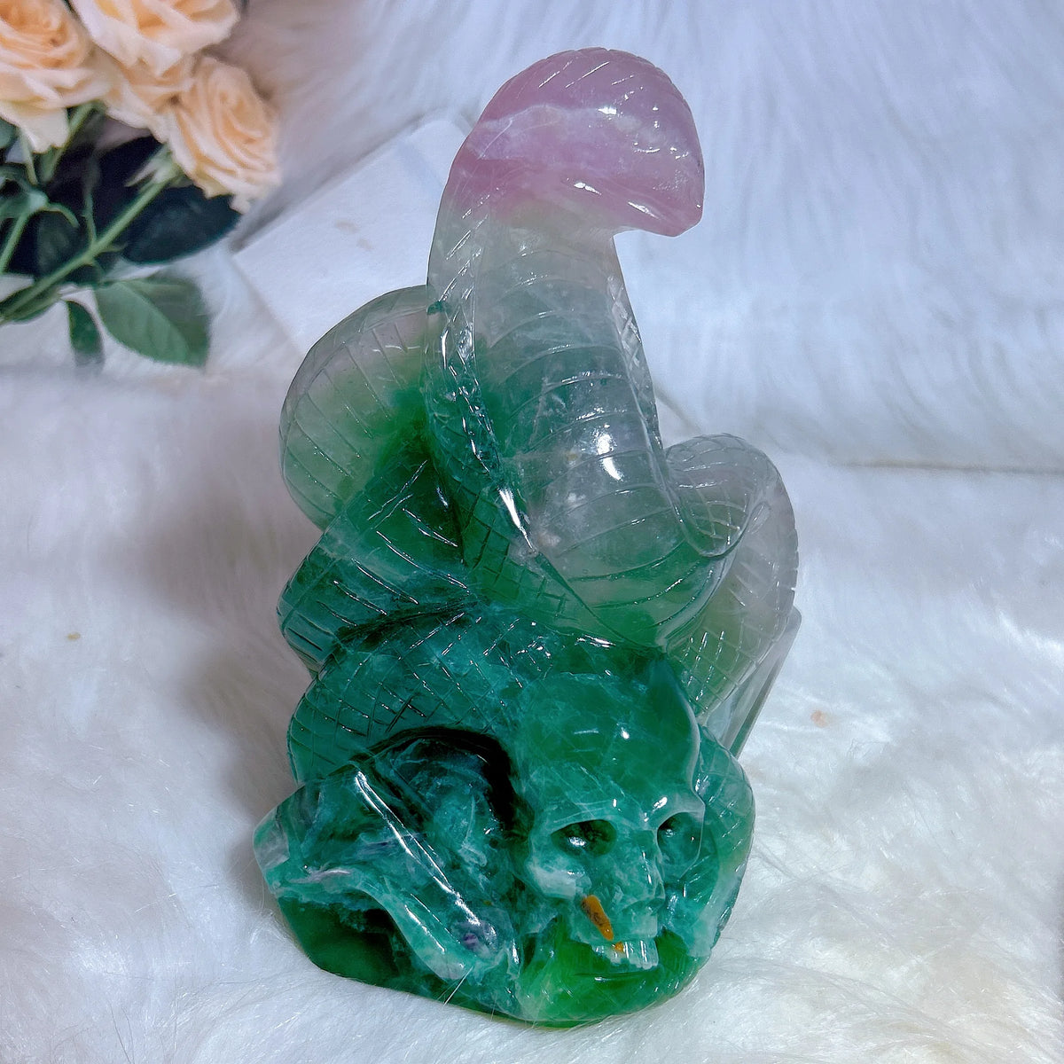 Green Fluorite Snake Skull-ToShay.org