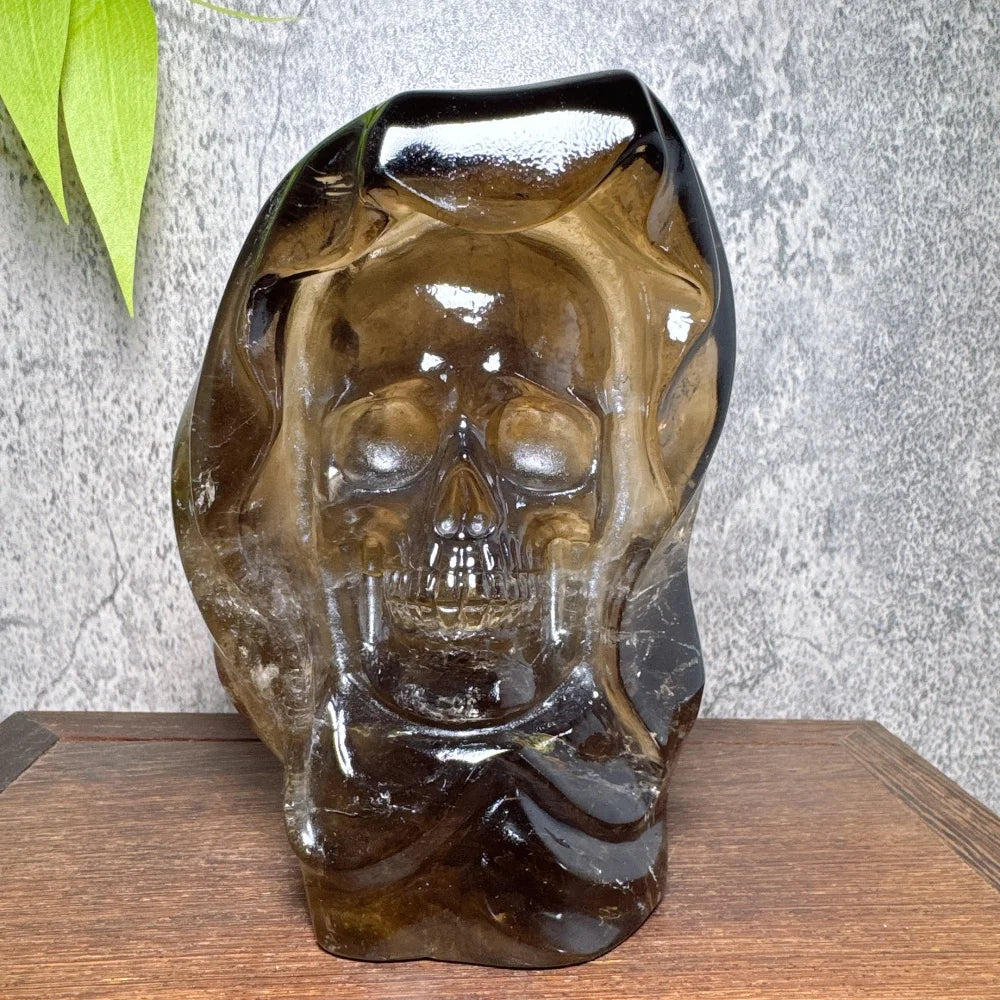 Natural Smoky Quartz Crystal Skull for Wicca Witchcraft Healing Stones Home Decor Room Decor Maison Decorative Cranium-ToShay.org