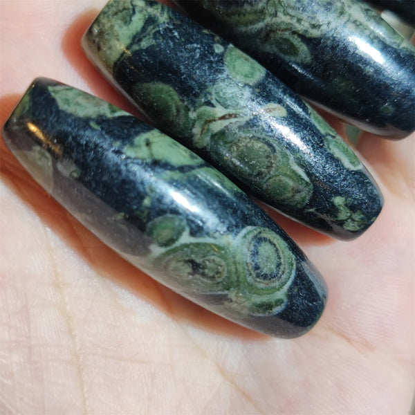 Green Ocean Agate Dzi Bead-ToShay.org