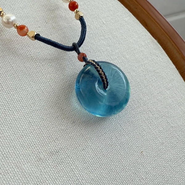 Blue Aquamarine Donut Pendant-ToShay.org