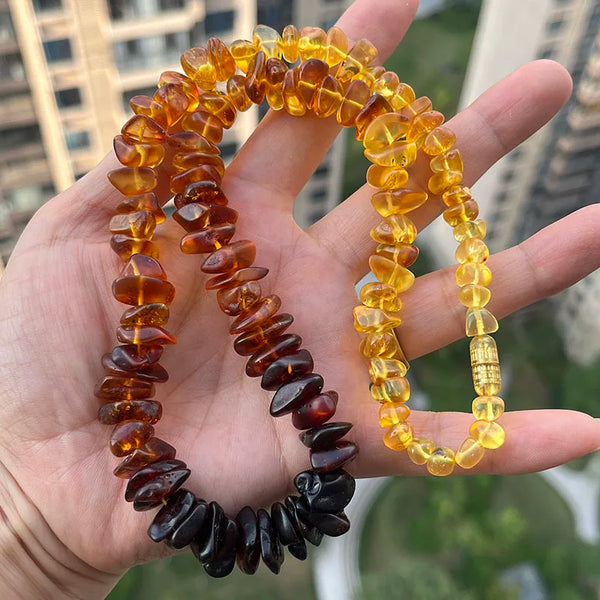 Yellow Amber Bead Necklace-ToShay.org