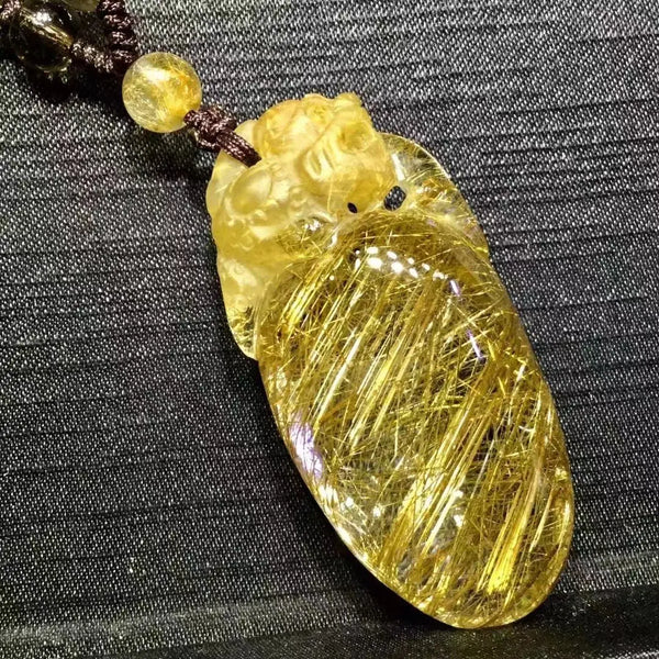 Gold Rutilated Quartz Pendant-ToShay.org
