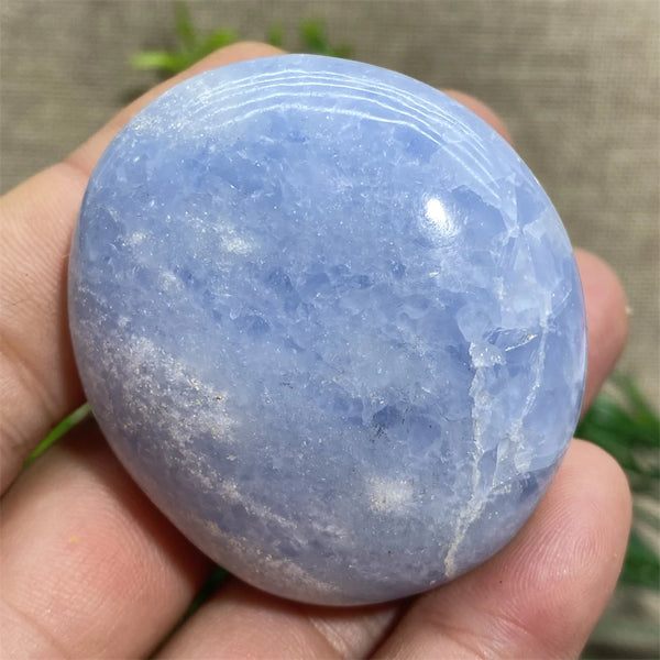Blue Celestine Palm Stone-ToShay.org