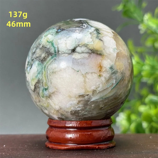 Green Cherry Blossom Agate Ball-ToShay.org