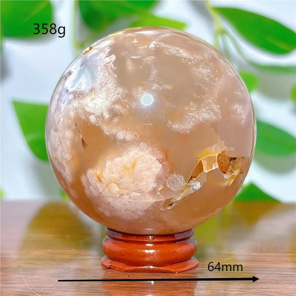 Pink Flower Agate Ball-ToShay.org