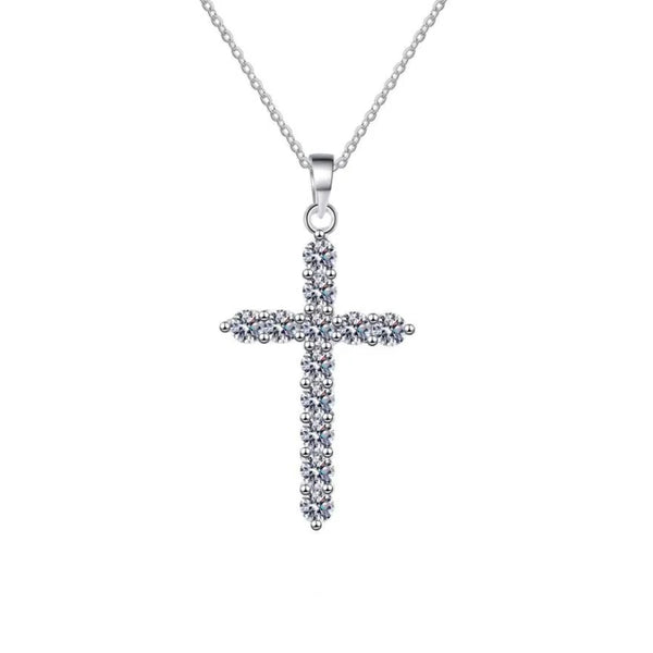 Silver Diamond Cross Necklaces-ToShay.org