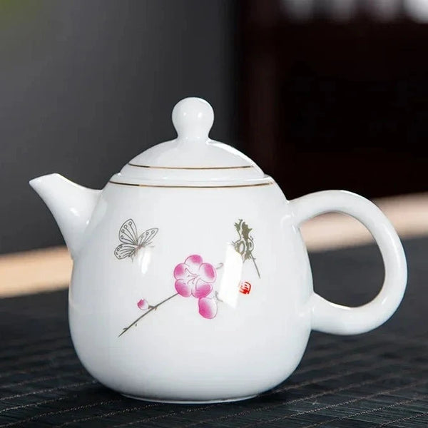 White Painted Porcelain Teapot-ToShay.org