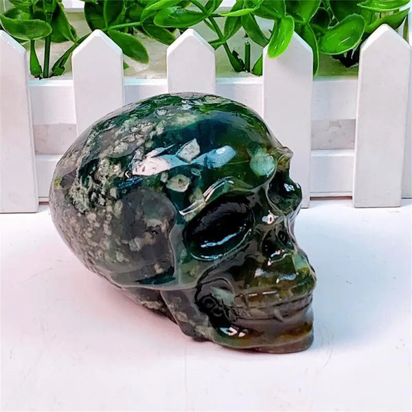 Green Moss Agate Skull-ToShay.org