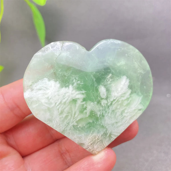 Green Feather Fluorite Heart-ToShay.org