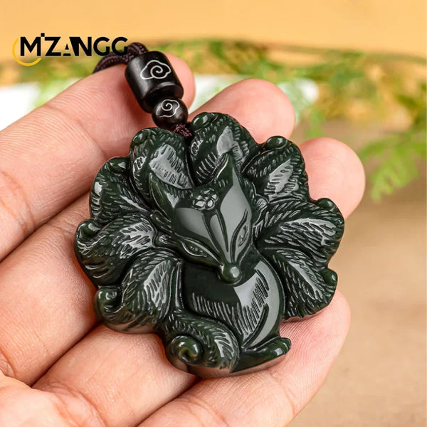 Black Ink Jade Fox Pendant-ToShay.org