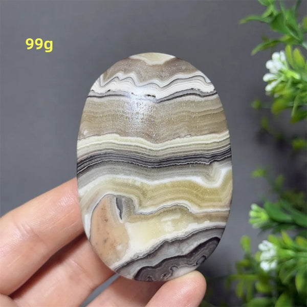 Grey Striped Calcite Palm Stone-ToShay.org