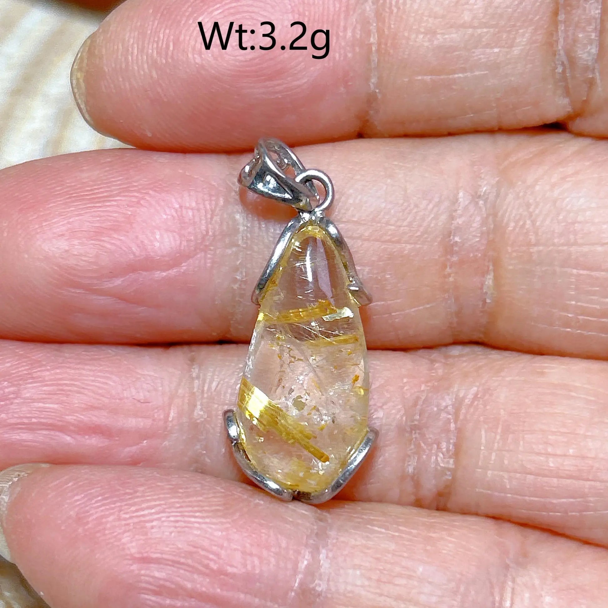 Gold Rutilated Pendant-ToShay.org