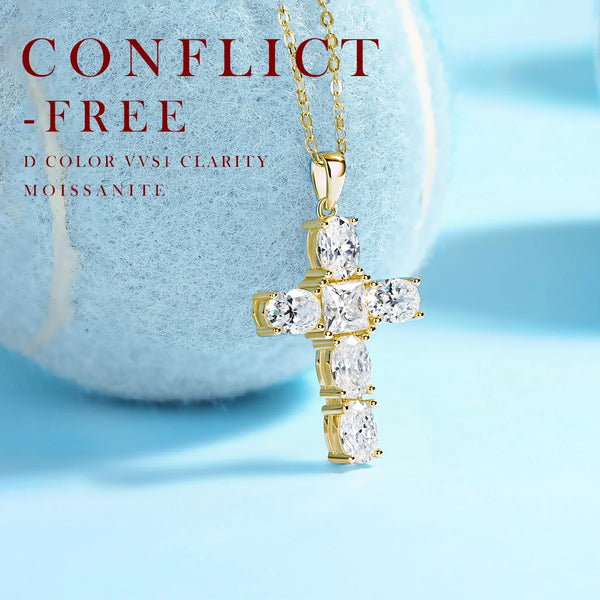 Gold Crystal Cross Pendant-ToShay.org