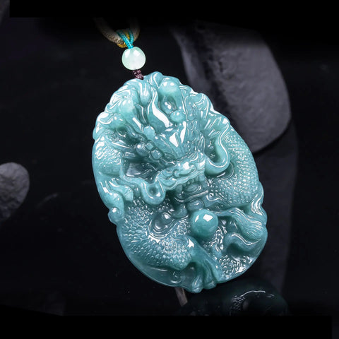 Blue Jadeite Dragon Pendant-ToShay.org