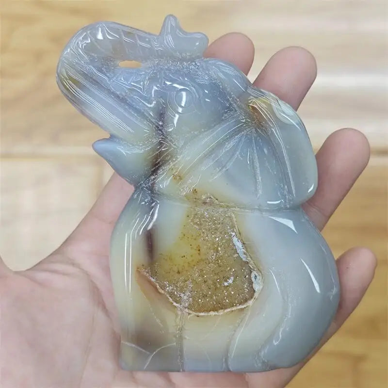 Grey Agate Geode Elephant-ToShay.org