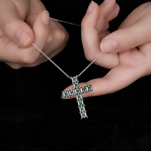 Green Diamond Cross Pendant-ToShay.org