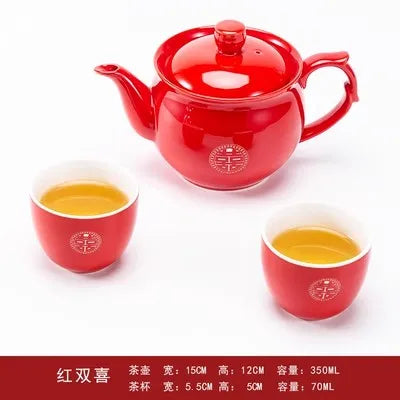 Red Porcelain Tea Set-ToShay.org