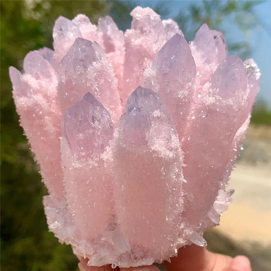 Pink Quartz Crystal Cluster-ToShay.org