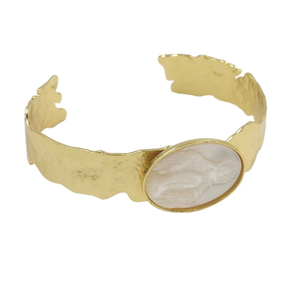 White Shell Cuff Bangle-ToShay.org