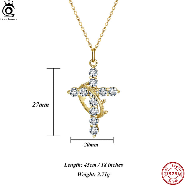 Silver Diamond Cross Pendant-ToShay.org