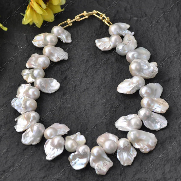 White Pearl Baroque Necklace-ToShay.org