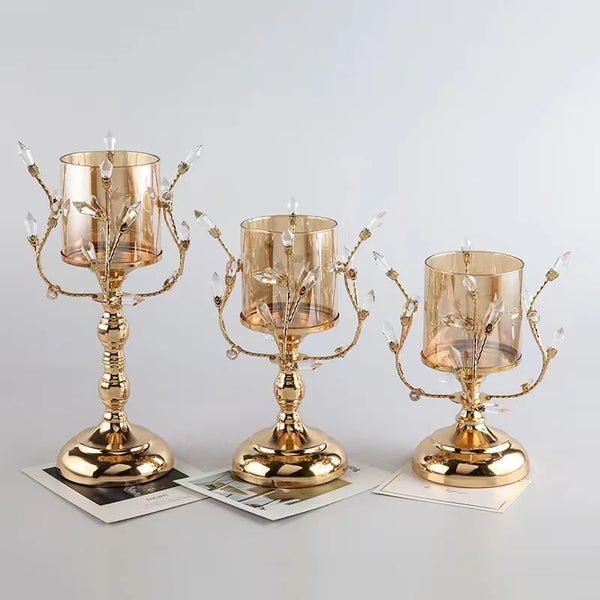 Gold Crystal Tealight Holders-ToShay.org
