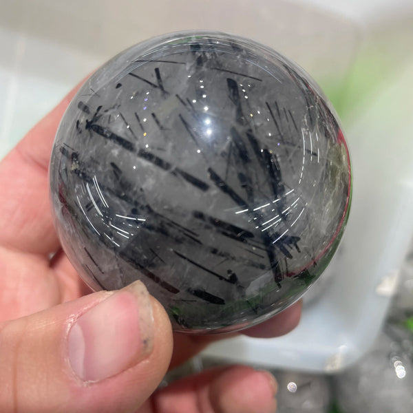 Black Hair Rutilated Quartz Ball-ToShay.org