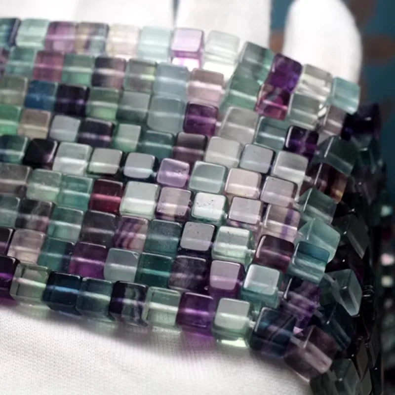 Rainbow Fluorite Cube Beads-ToShay.org
