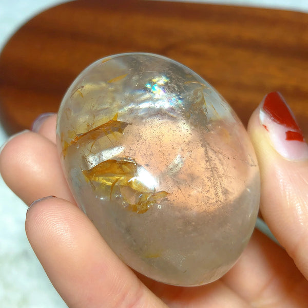Clear Smokey Quartz Palm Stone-ToShay.org