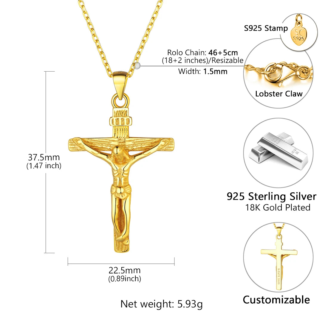 Gold Cross Pendant Necklaces-ToShay.org