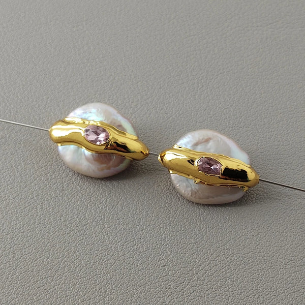 White Pearl Bezel Beads-ToShay.org