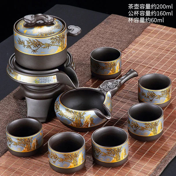 Black Ceramic Rotation Tea Sets-ToShay.org