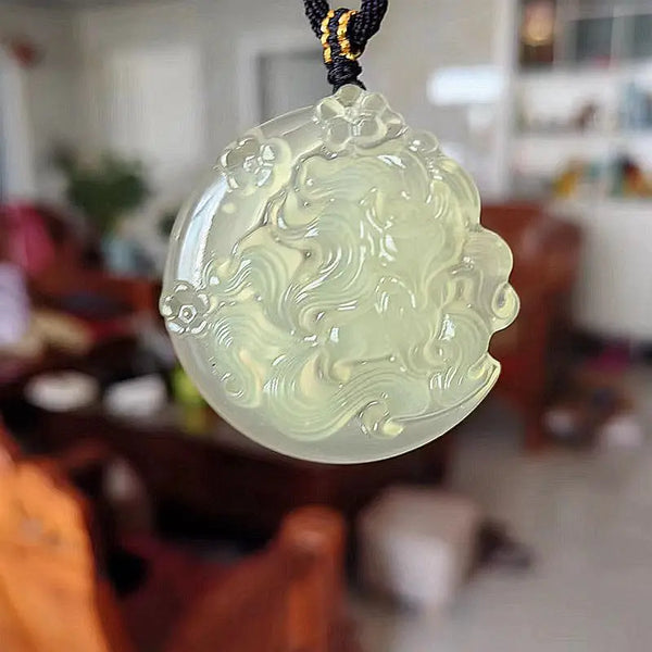 Green Jade Fox Pendant-ToShay.org