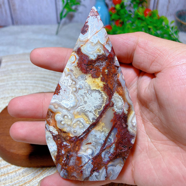 Red White Agate Druzy Flame-ToShay.org