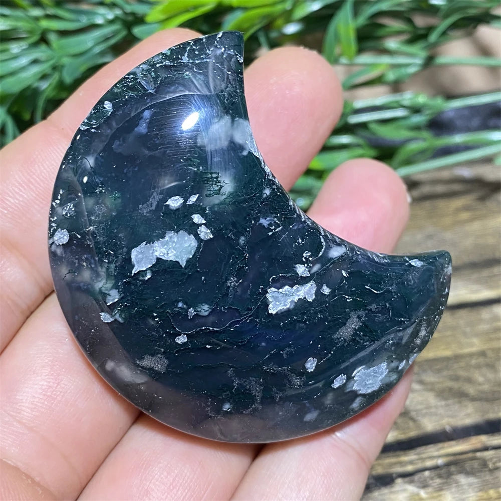 Green Moss Agate Moon-ToShay.org
